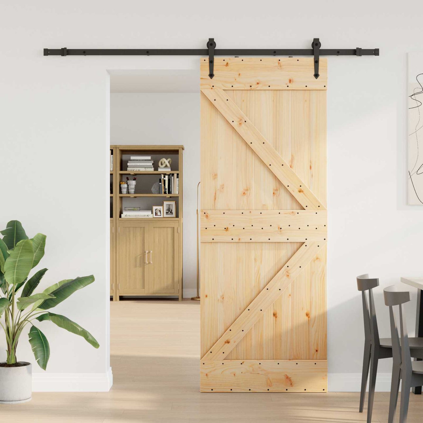 Skyvedør NARVIK Naturlig og svart 80 x 210 cm (213,5 cm)