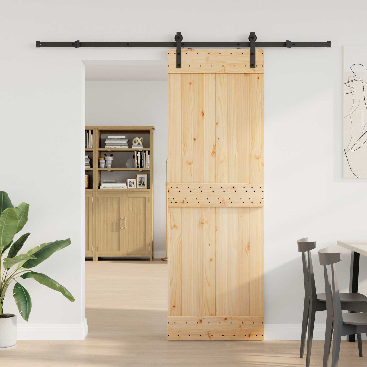 Skyvedør NARVIK Naturlig og svart 70 x 210 cm (213,5 cm)