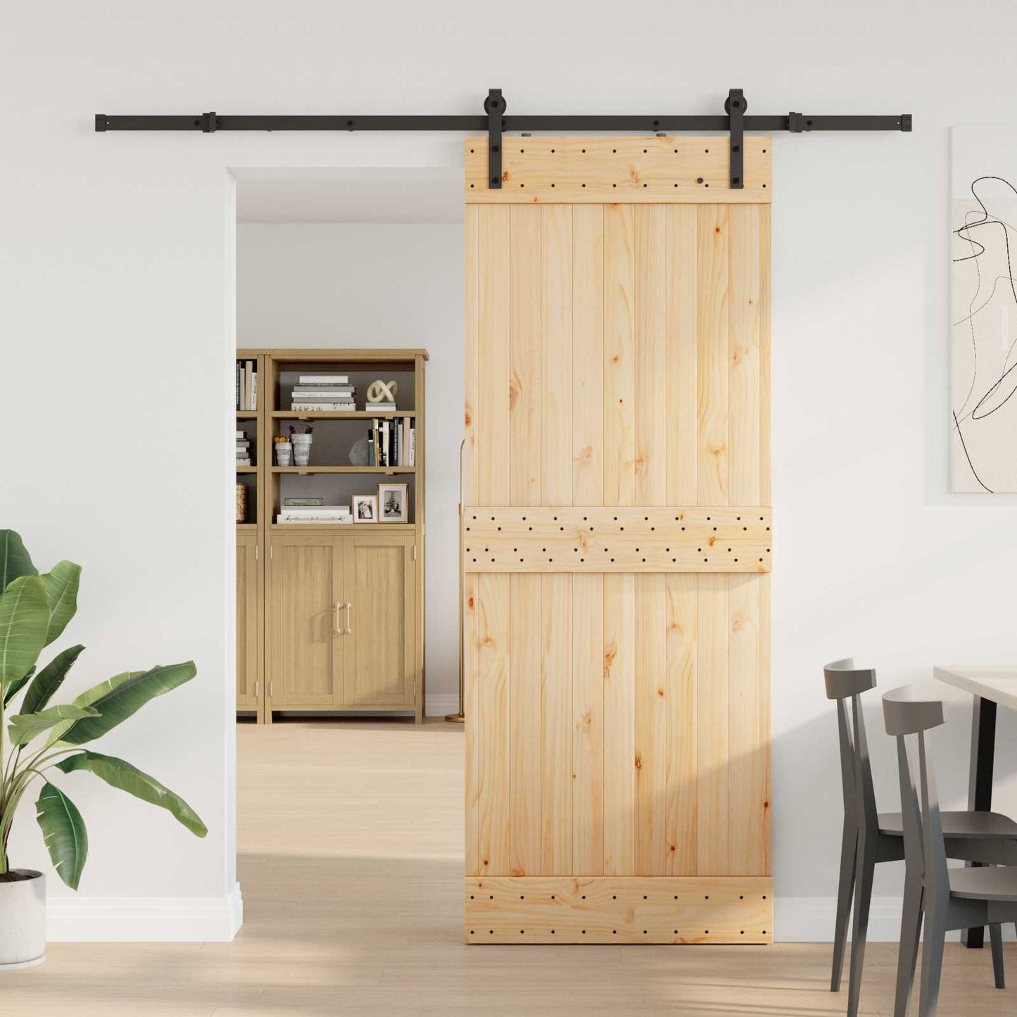 Skyvedør NARVIK Naturlig og svart 80 x 210 cm (213,5 cm)