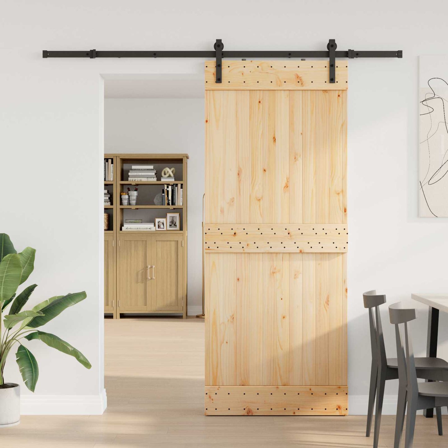 Skyvedør NARVIK Naturlig og svart 85 x 210 cm (213,5 cm)