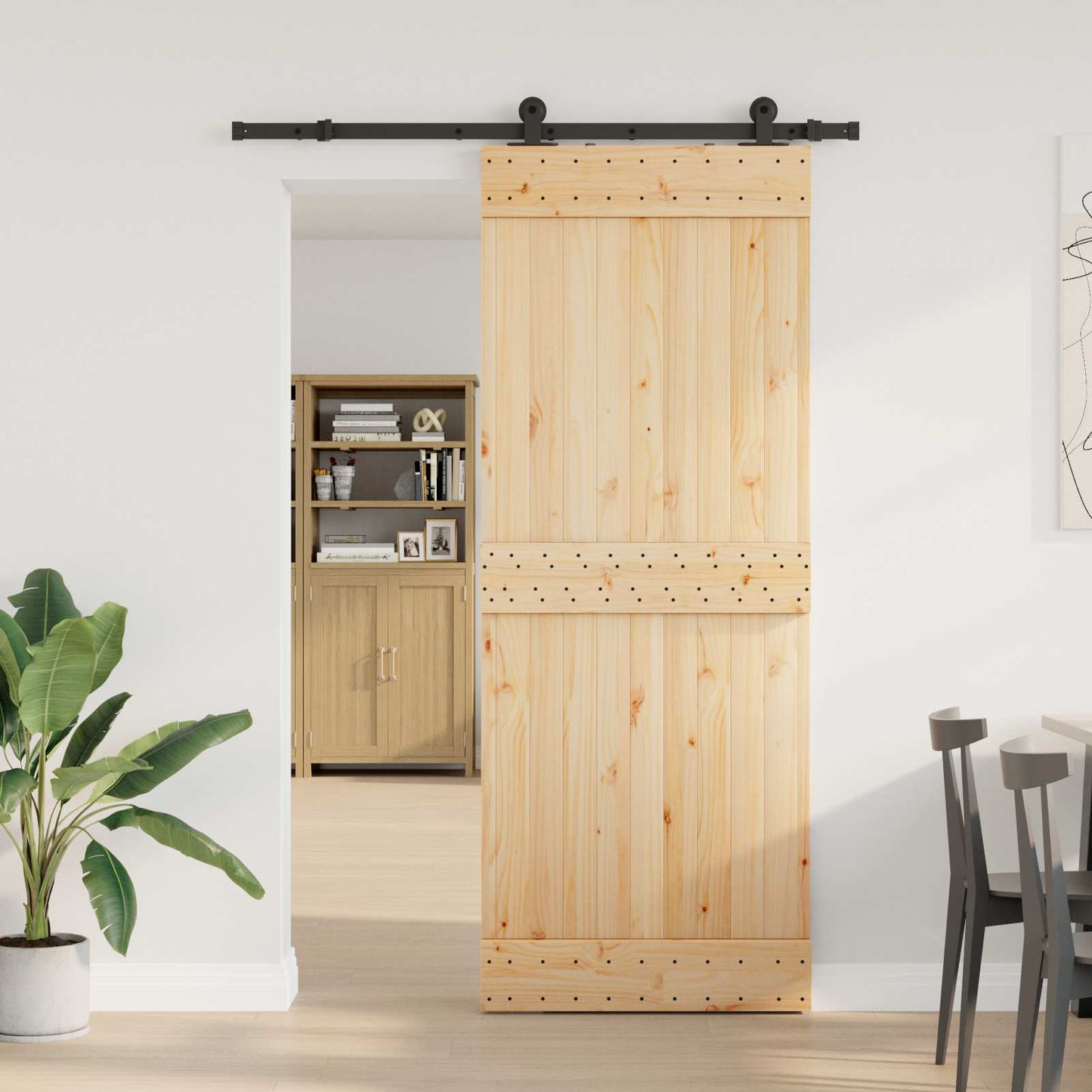 Skyvedør NARVIK Naturlig og svart 80 x 210 cm (152,5 cm)