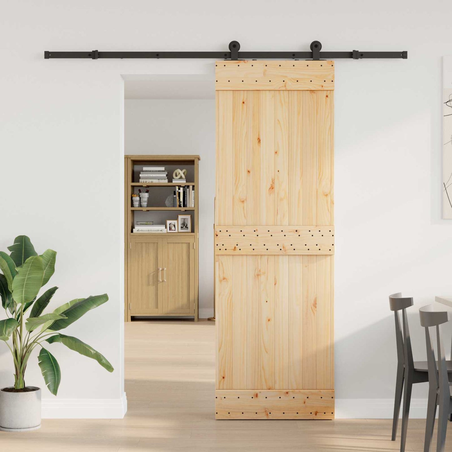 Skyvedør NARVIK Naturlig og svart 70 x 210 cm (213,5 cm)
