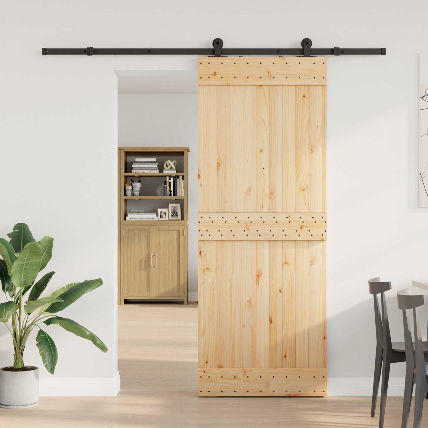 Skyvedør NARVIK 80 x 210 cm (213,5 cm) Naturlig og svart
