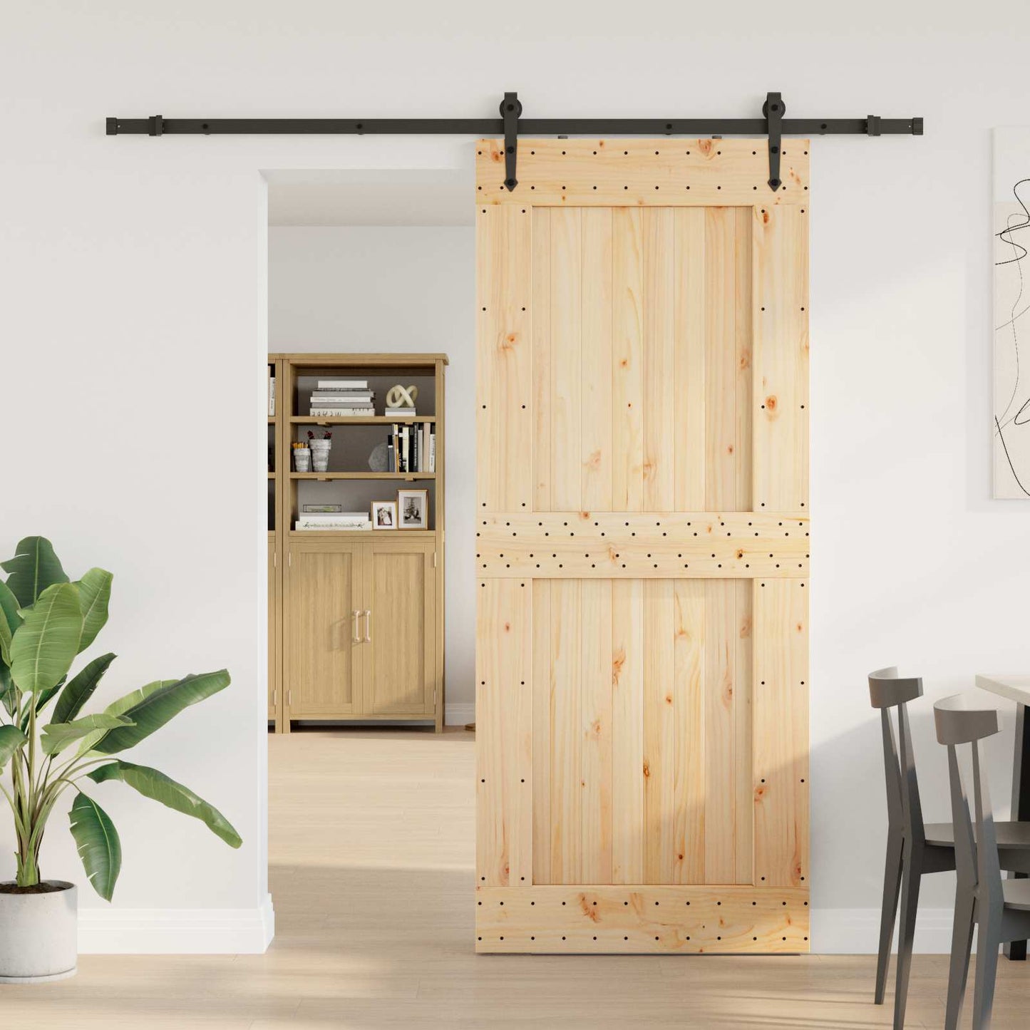 Skyvedør NARVIK Naturlig og svart 95 x 210 cm (213,5 cm)