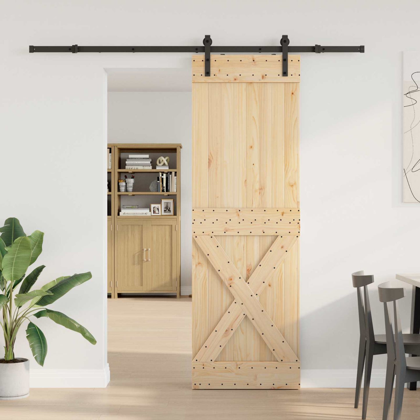 Skyvedør NARVIK Naturlig og svart 70 x 210 cm (213,5 cm)