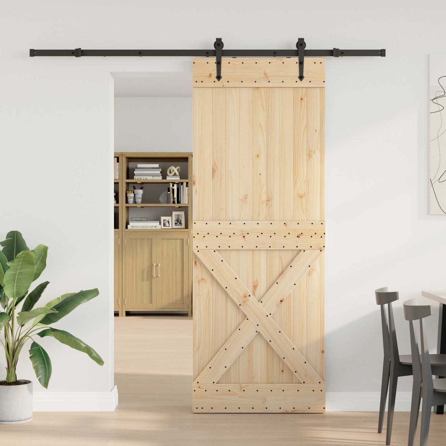 Skyvedør NARVIK Naturlig og svart 85 x 210 cm (213,5 cm)