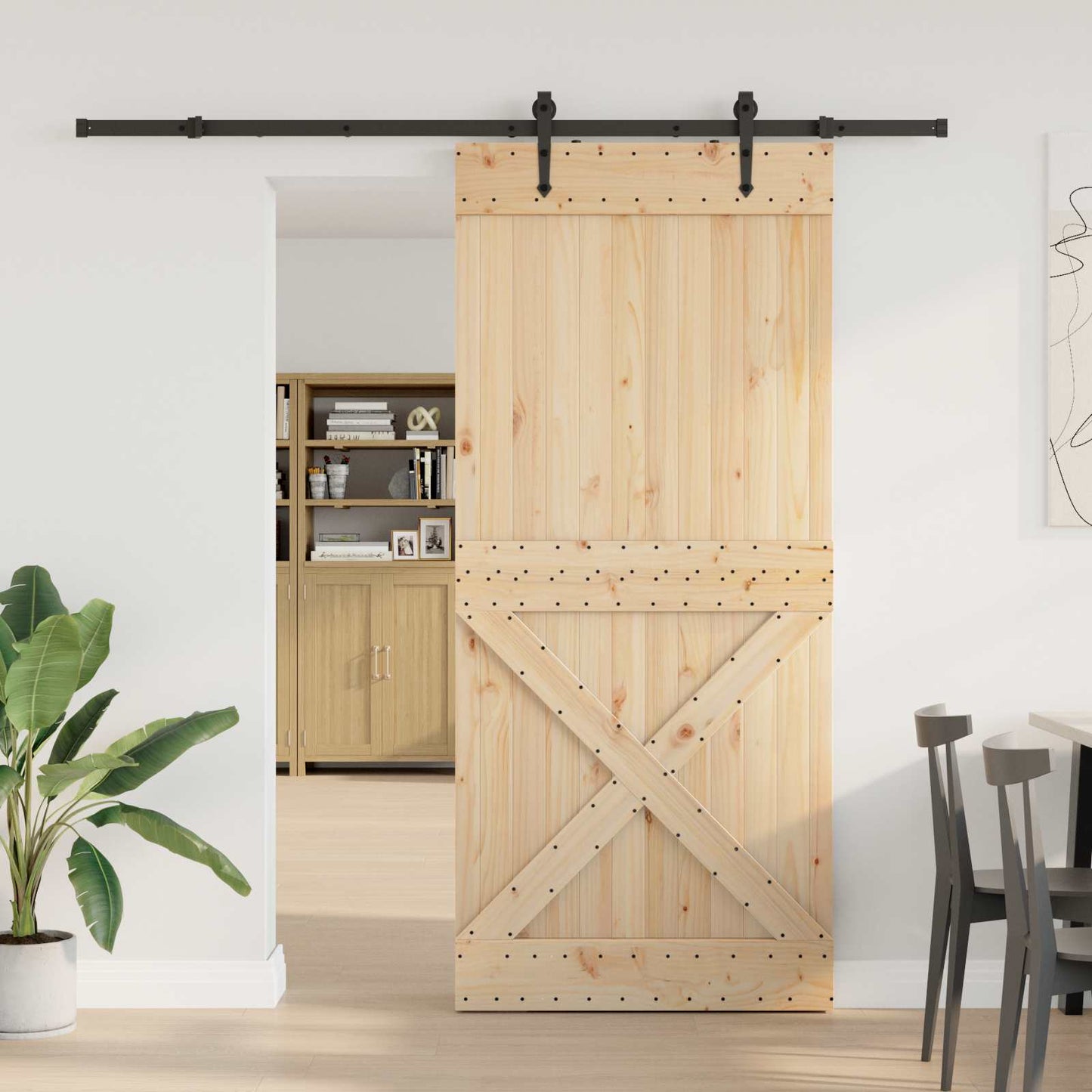 Skyvedør NARVIK Naturlig og svart 90 x 210 cm (213,5 cm)