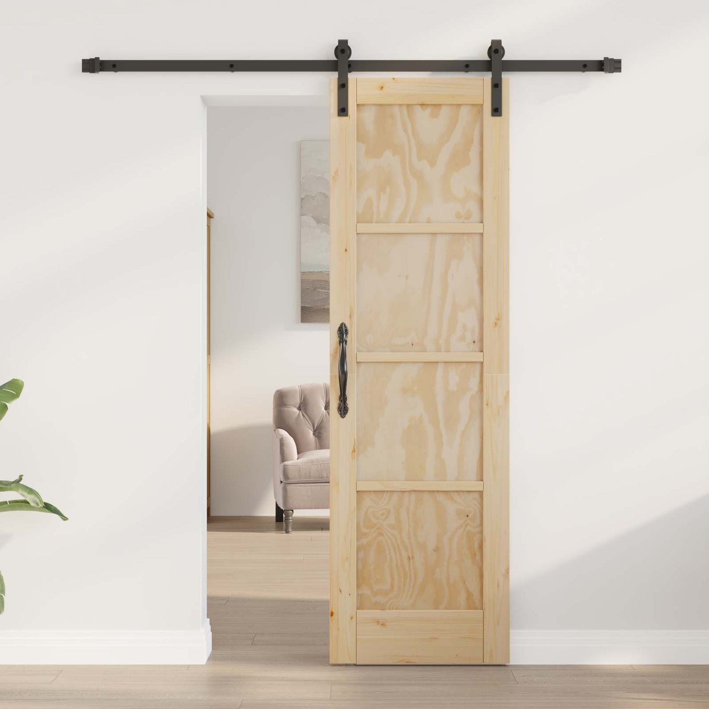 Skyvedør Naturlig og svart 61 x 198,5 cm Heltre furu