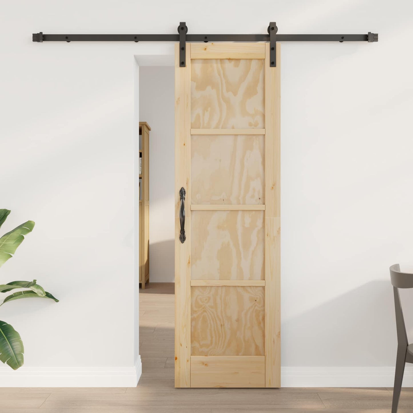 Skyvedør Naturlig og svart 61 x 198,5 cm Heltre furu