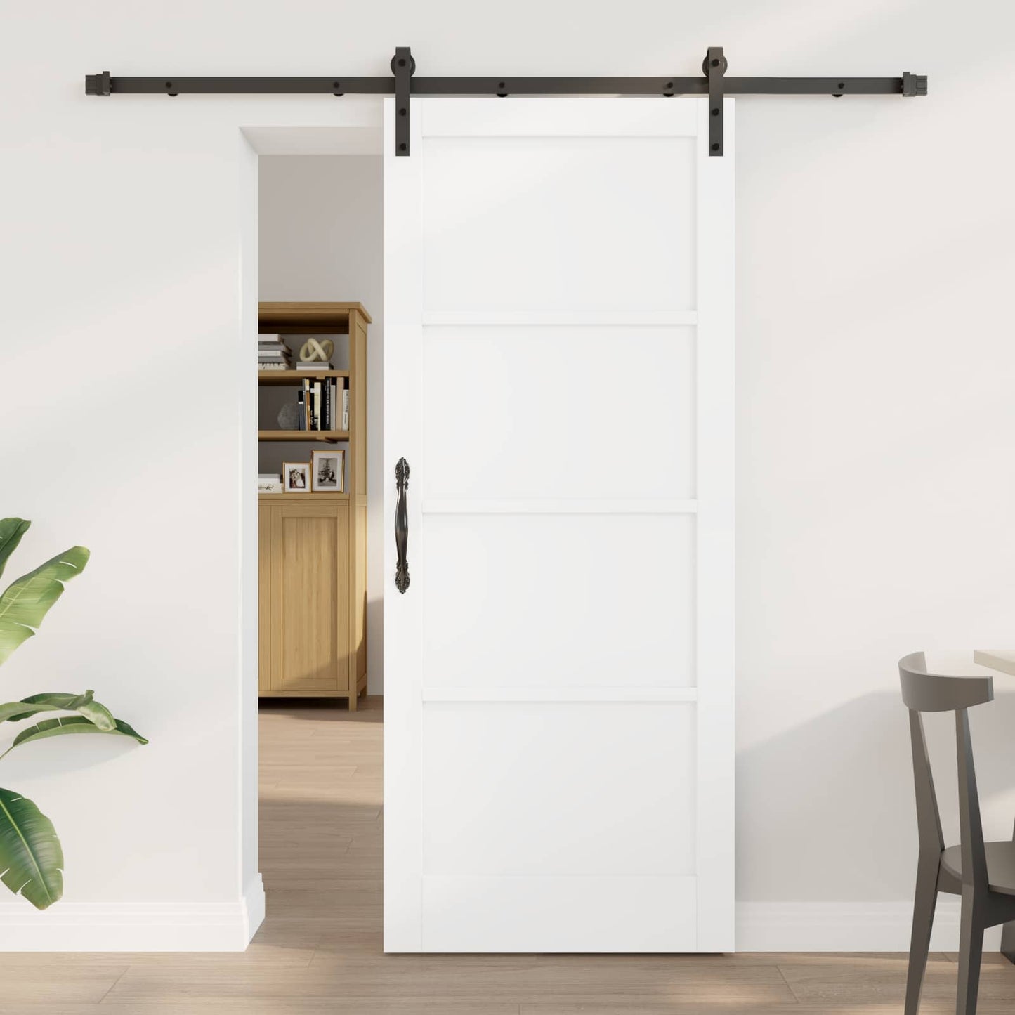 Skyvedør Hvit og svart 83 x 202 cm Heltre furu