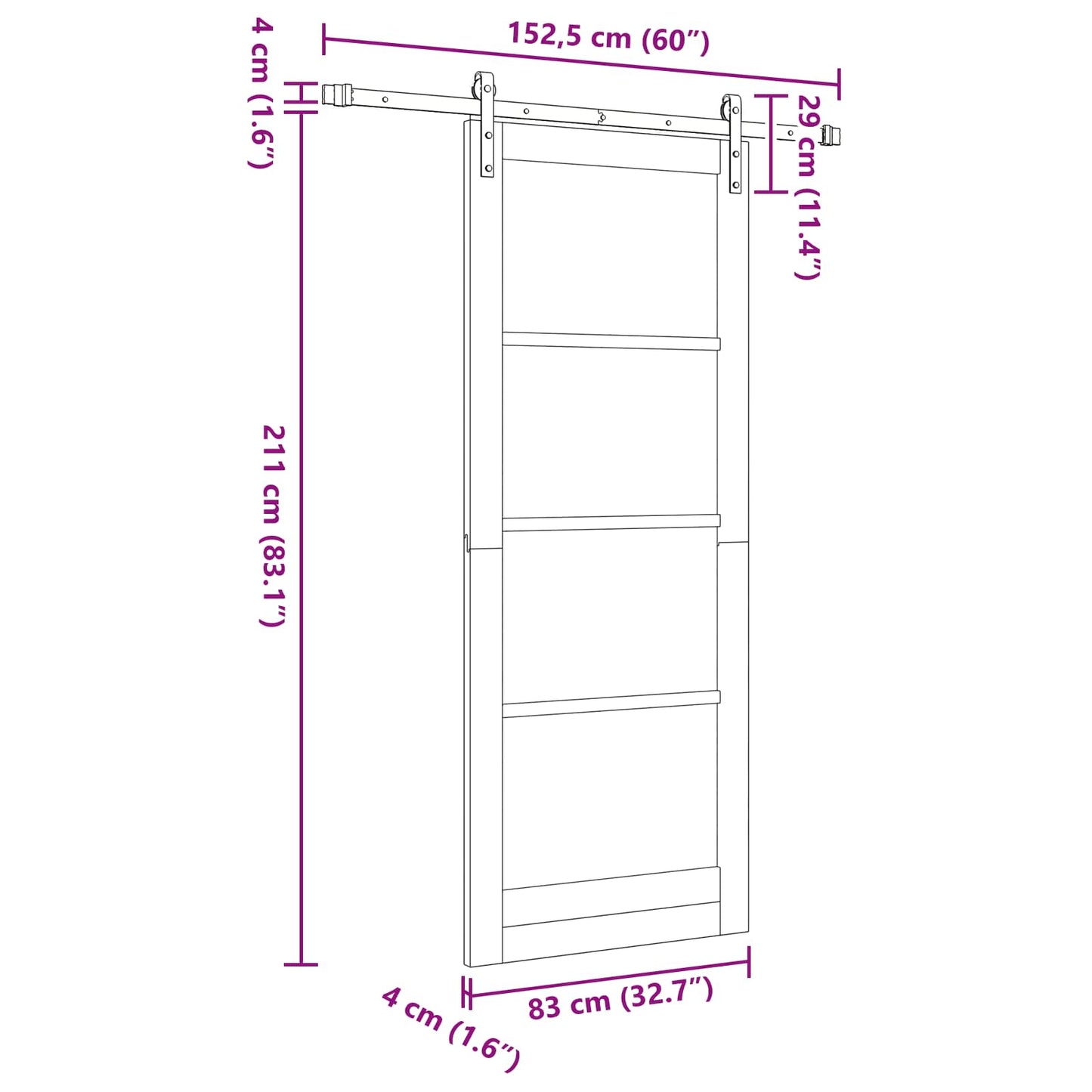 Skyvedør Naturlig 83 x 211 cm Heltre furu