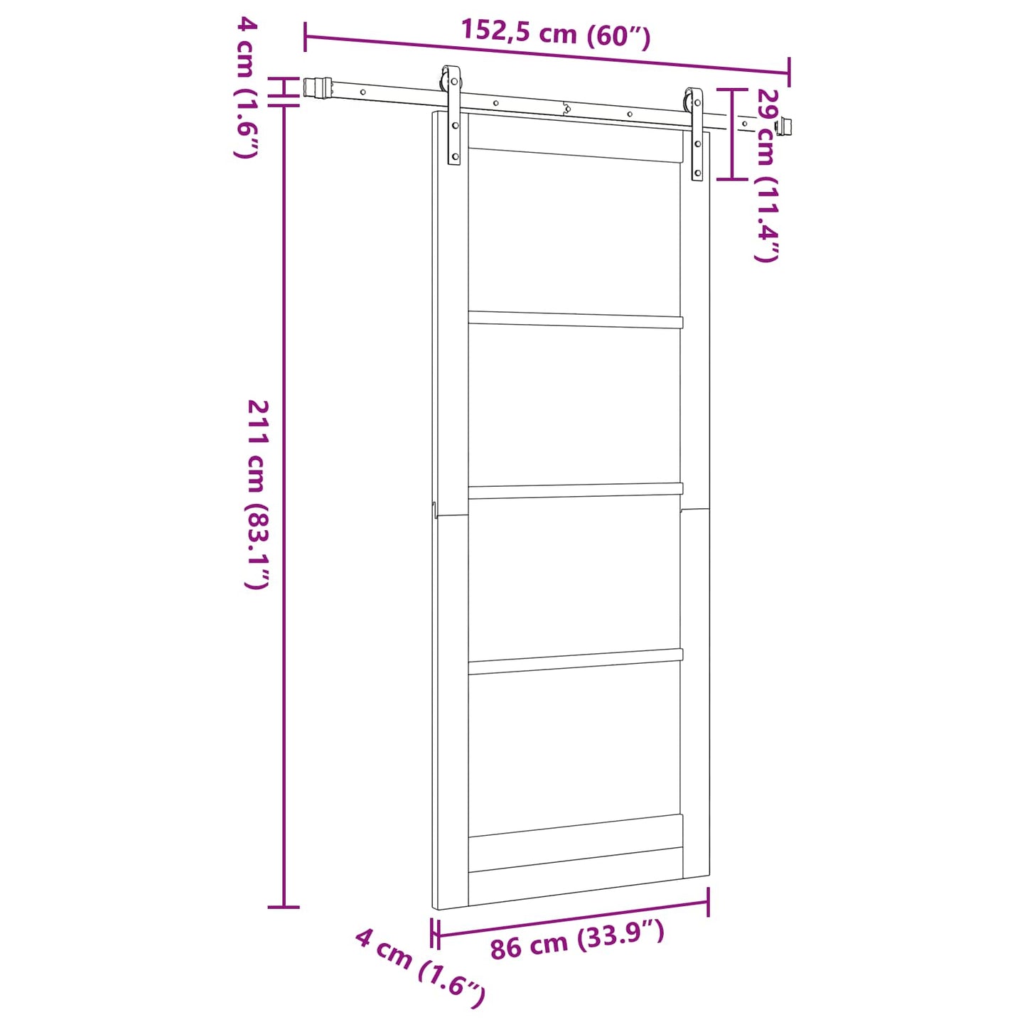 Skyvedør Naturlig 86 x 211 cm Heltre furu