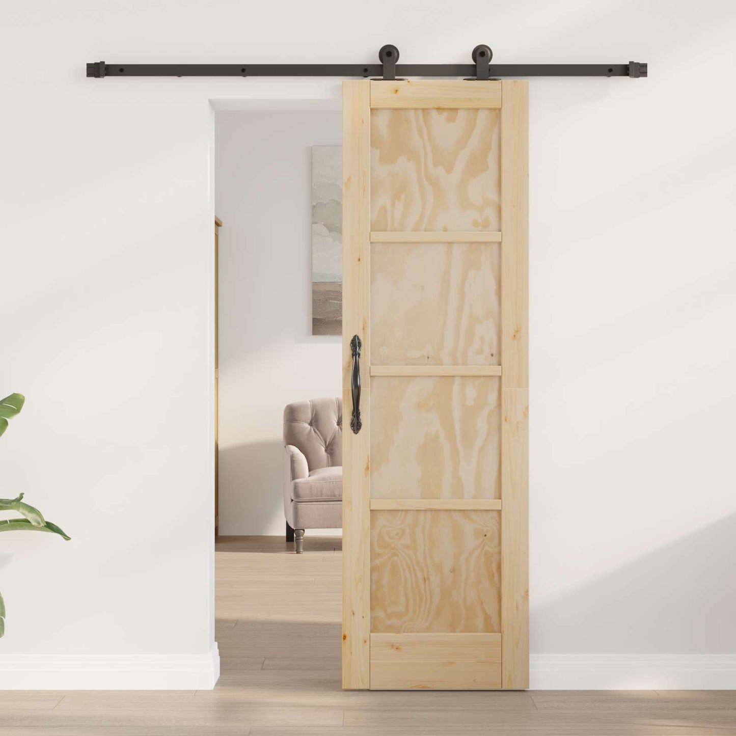 Skyvedør Naturlig og svart 61 x 198,5 cm Heltre furu