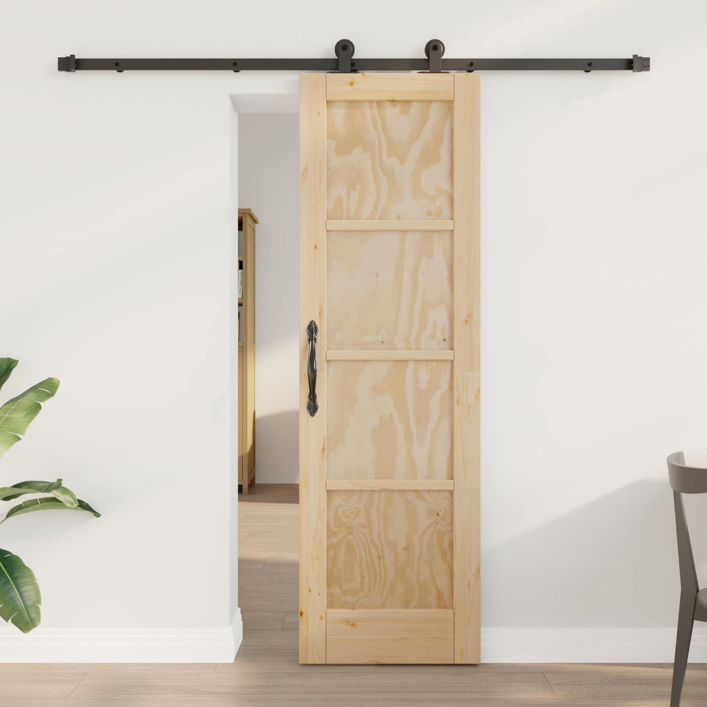 Skyvedør Naturlig og svart 61 x 198,5 cm Heltre furu