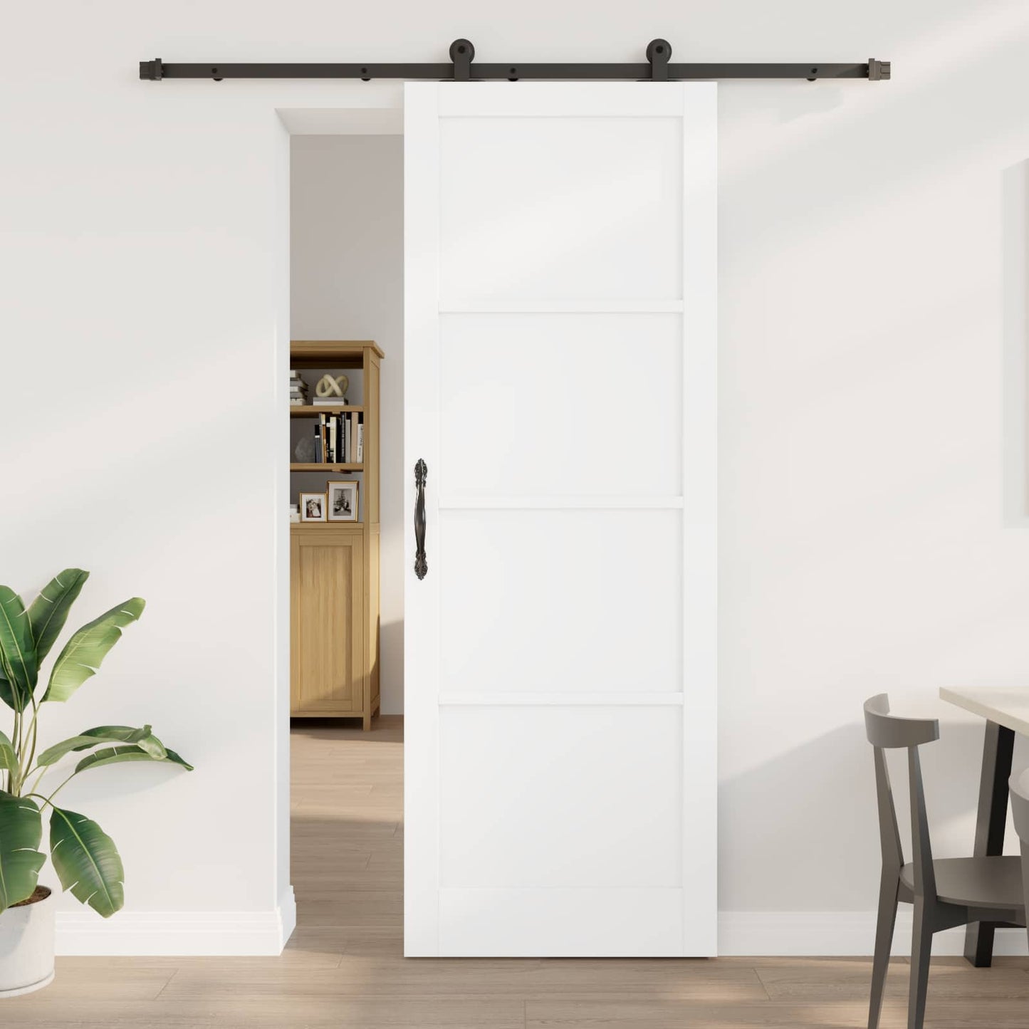 Skyvedør Hvit og svart 83 x 232 cm Heltre furu