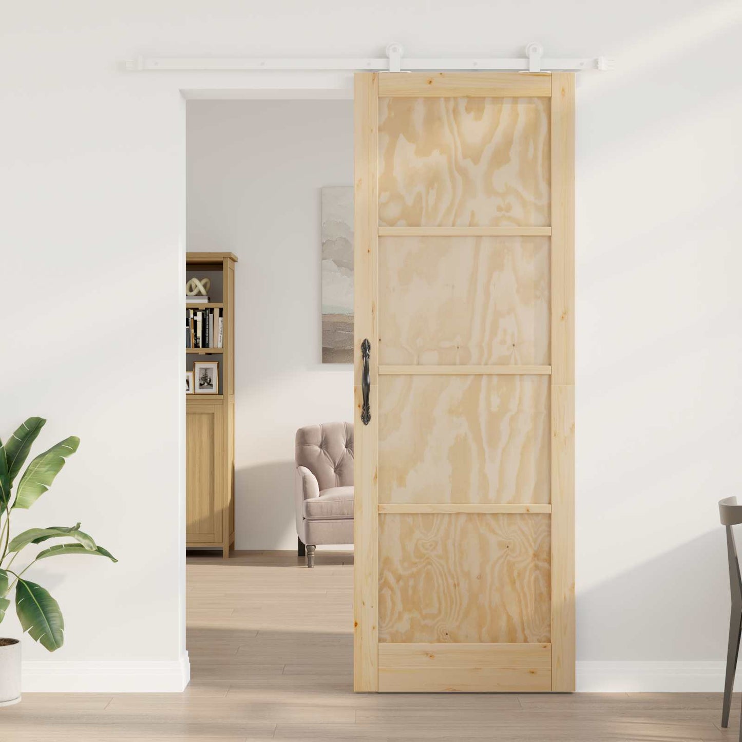 Skyvedør Naturlig og Hvit 83 x 232 cm Heltre furu