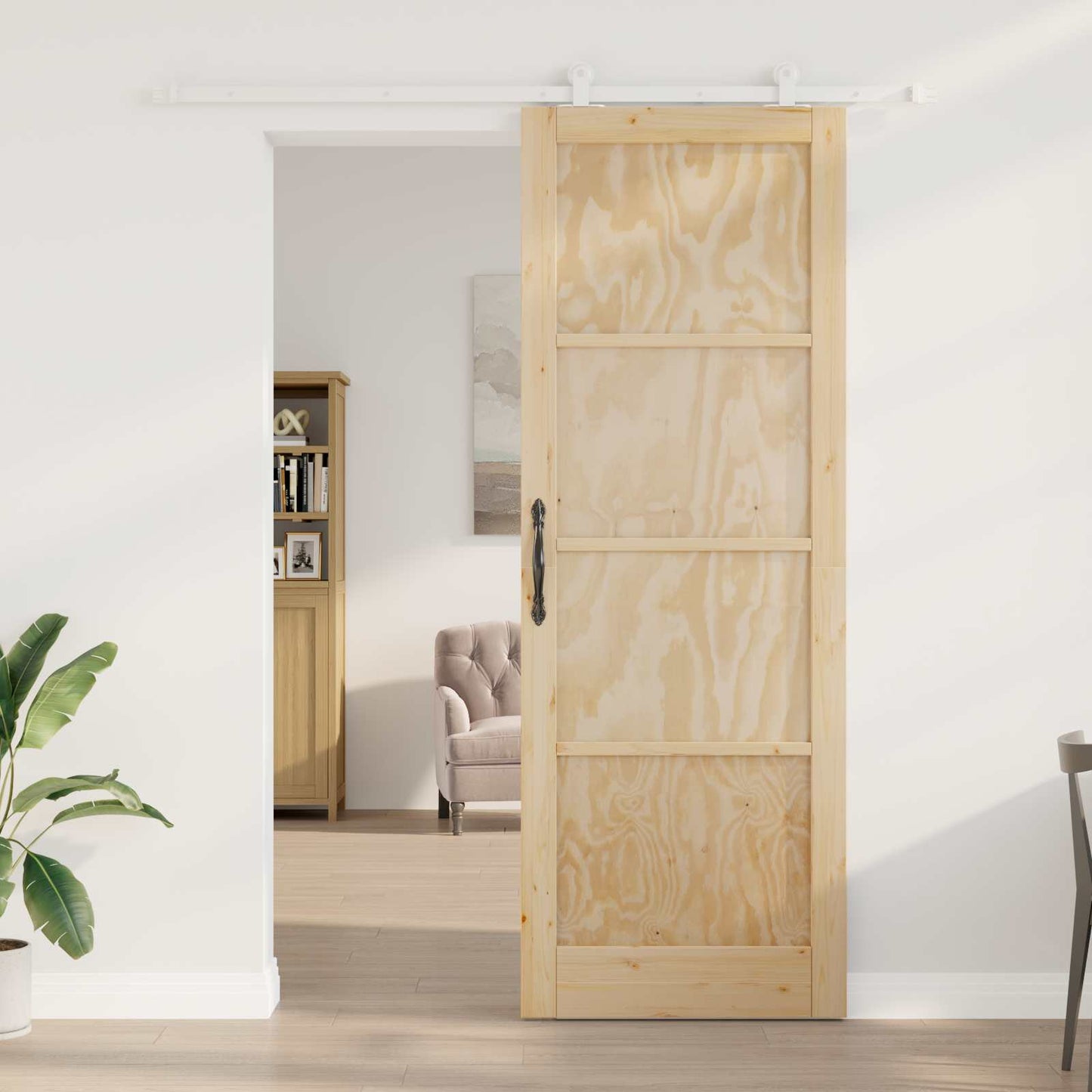Skyvedør Naturlig og Hvit 83 x 232 cm Heltre furu