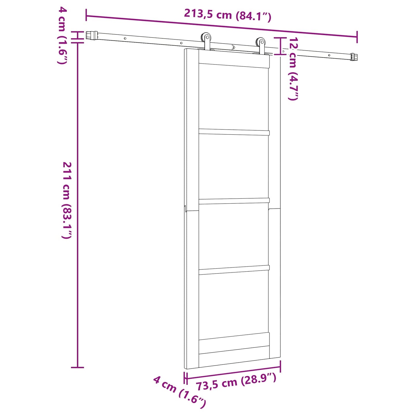Skyvedør ORKDAL Naturlig 73,5 x 211 cm Heltre furu