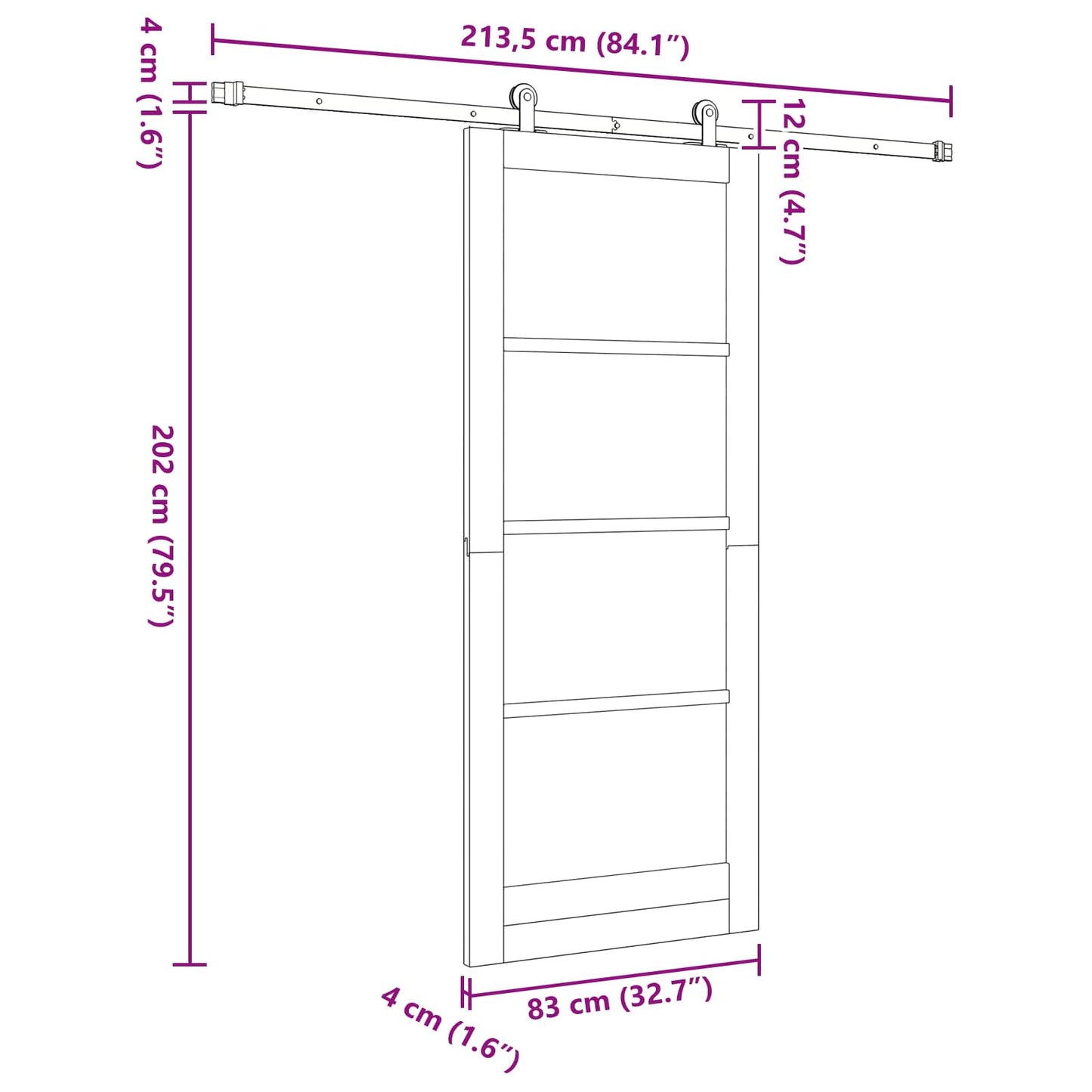Skyvedør ORKDAL Hvit 83 x 202 cm Heltre furu