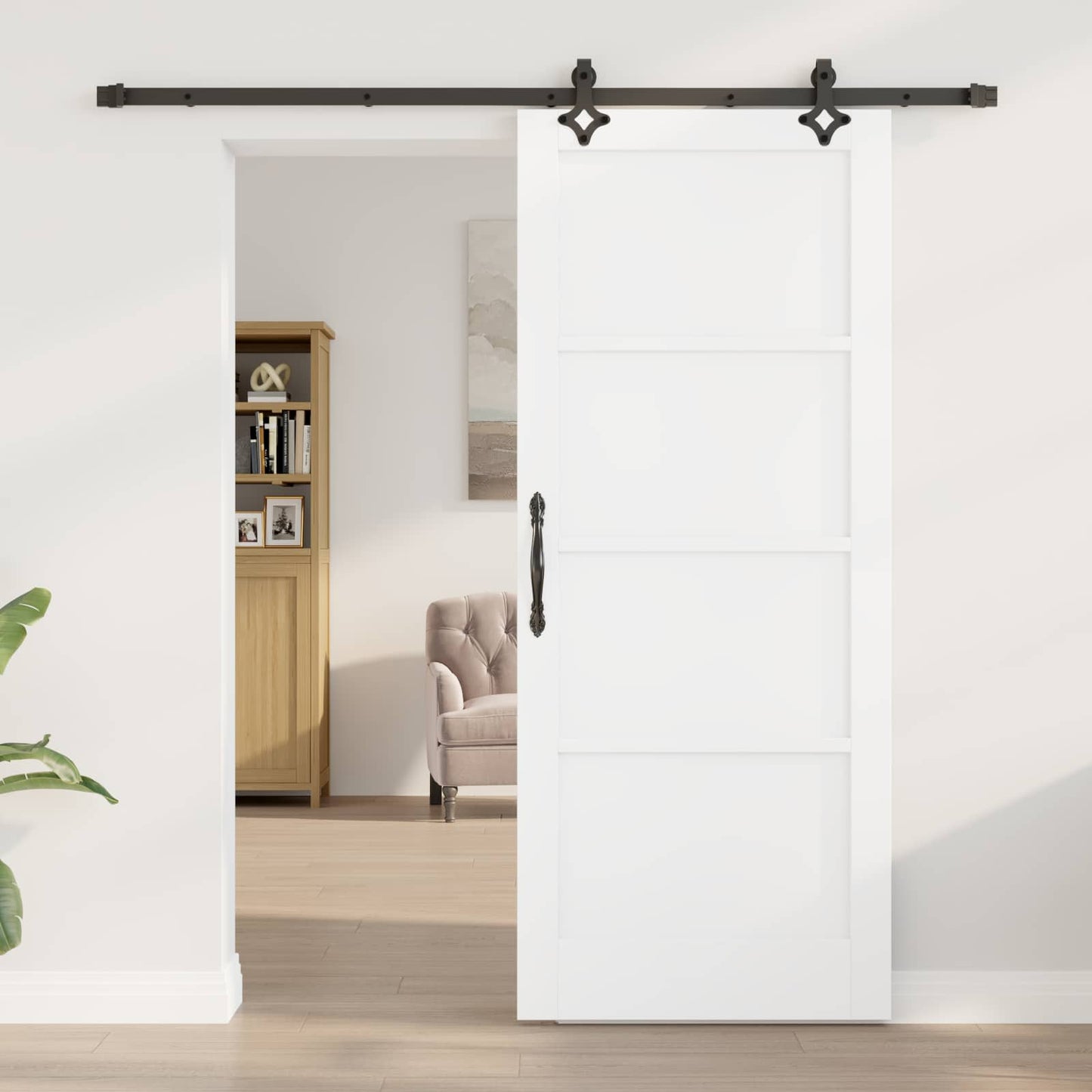 Skyvedør Hvit og svart 83 x 202 cm Heltre furu