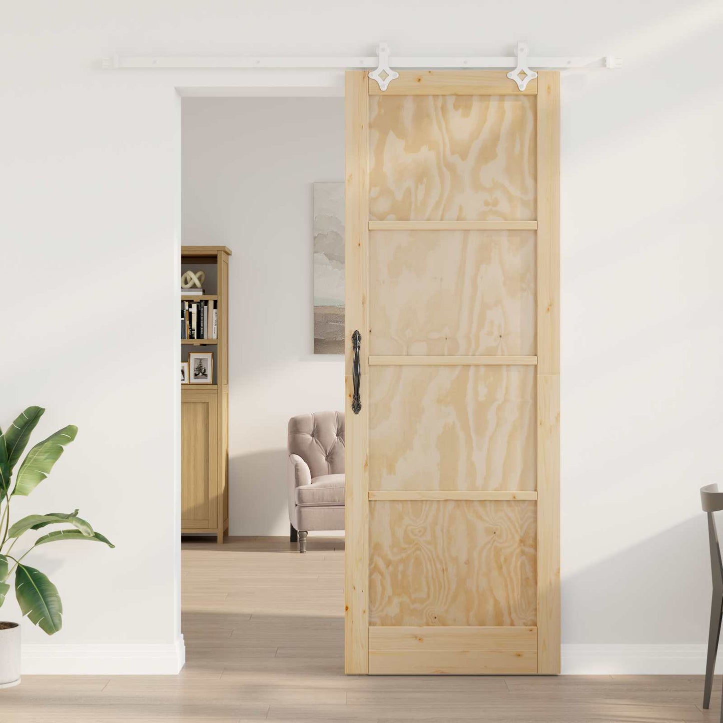 Skyvedør Naturlig og Hvit 83 x 232 cm Heltre furu