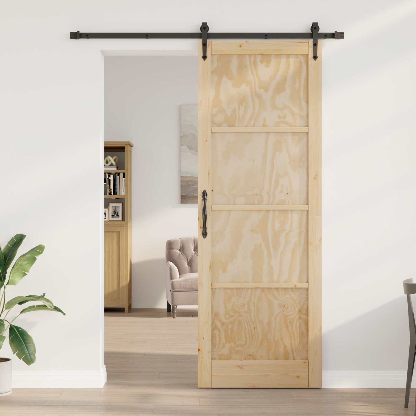 Skyvedør ORKDAL Naturlig og svart 83 x 232 cm Heltre furu