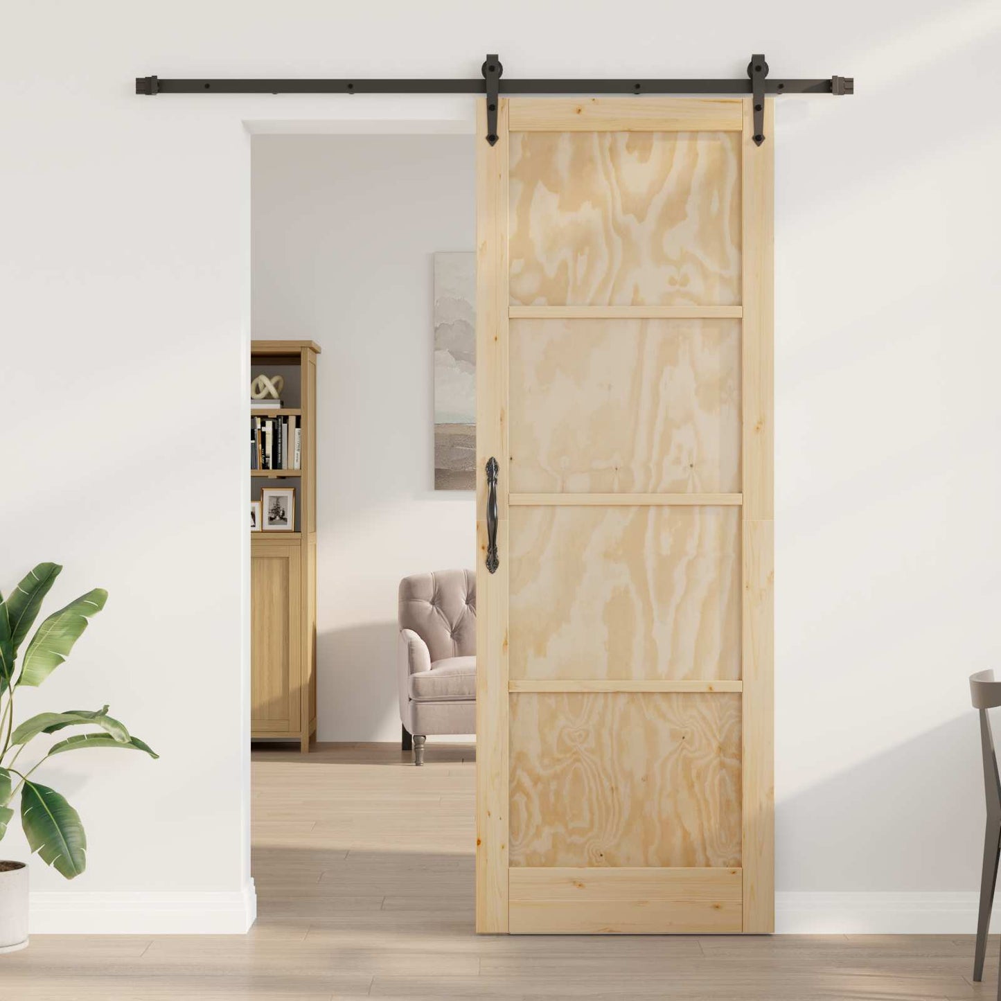 Skyvedør ORKDAL Naturlig og svart 83 x 232 cm Heltre furu