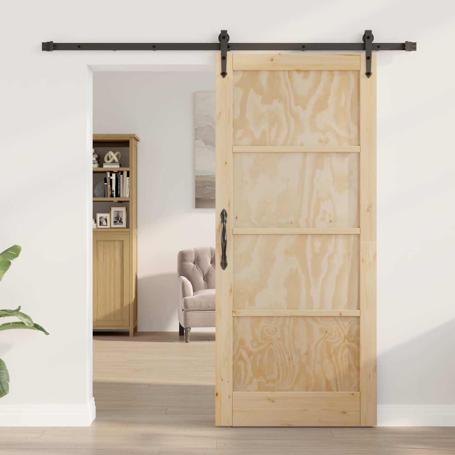 Skyvedør ORKDAL Naturlig og svart 86 x 198,5 cm Heltre furu