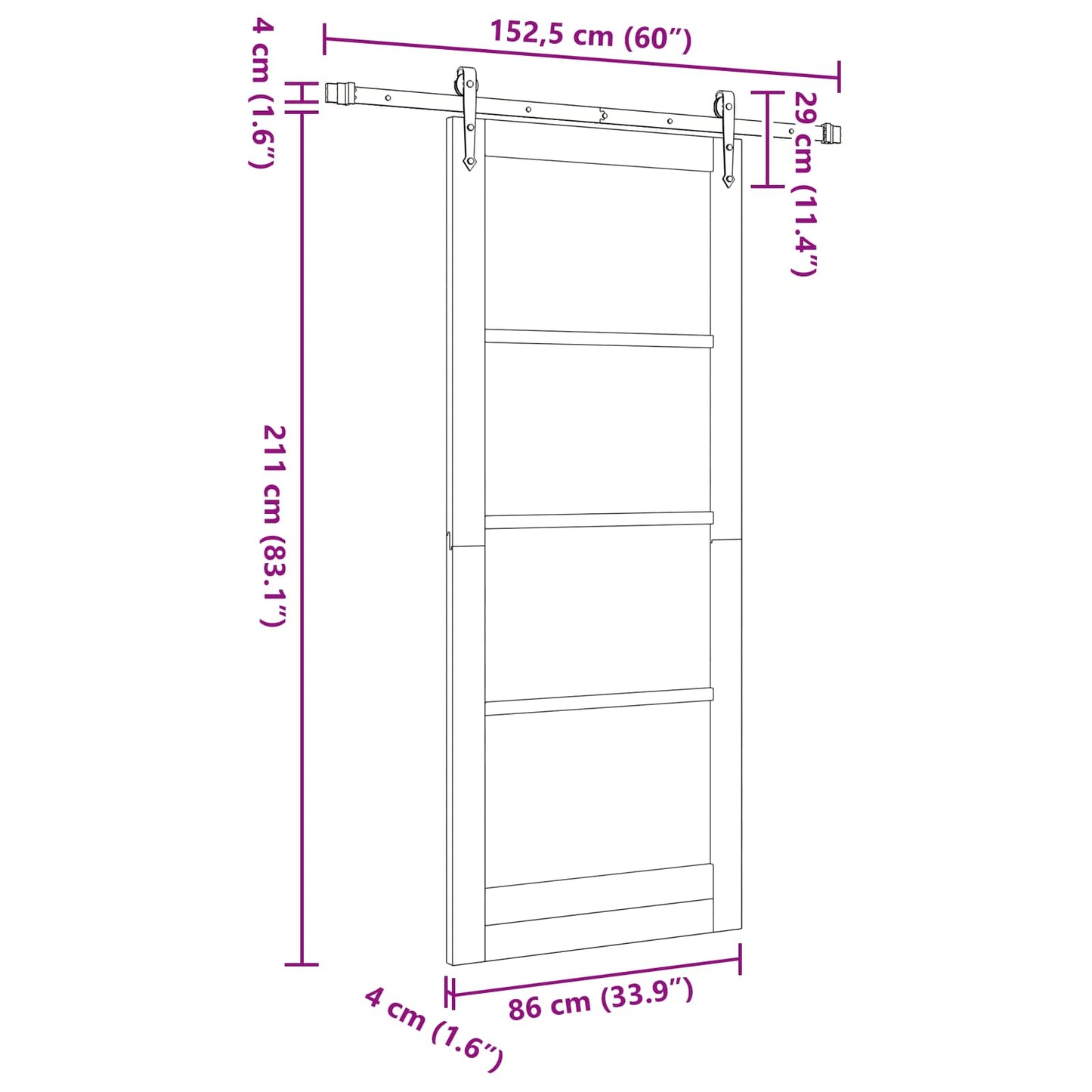 Skyvedør ORKDAL Naturlig 86 x 211 cm Heltre furu
