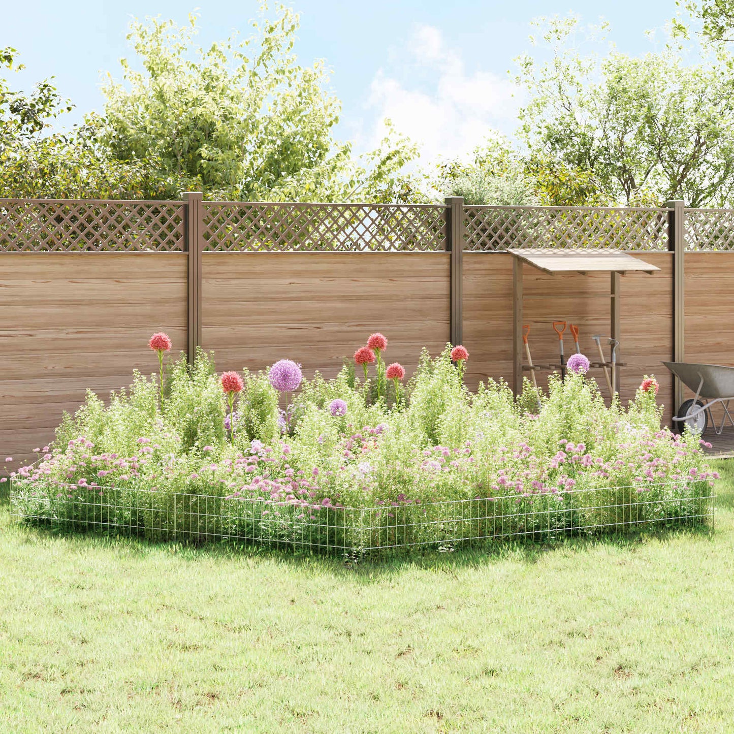 Hagefence med spyd 48 stk. 115 x 30 cm Galvanisert stål Sølv