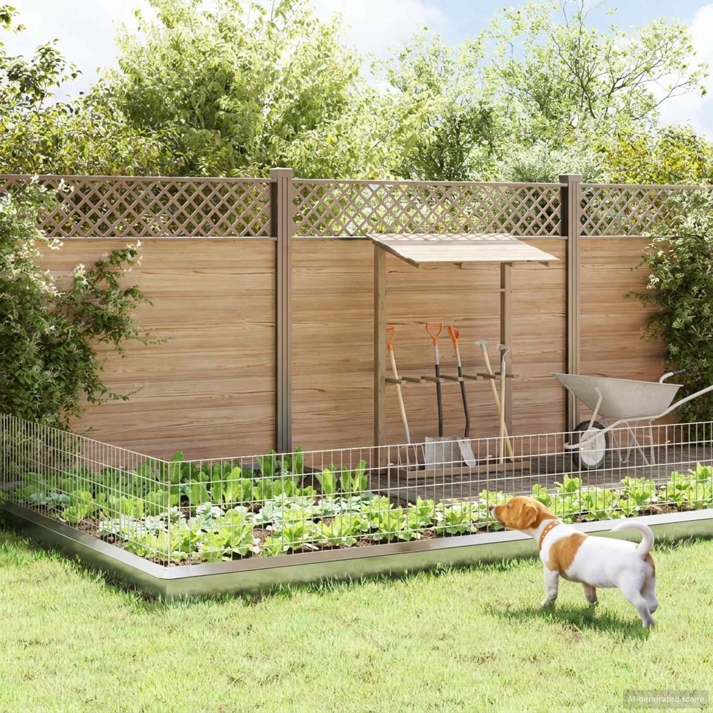 Hagefence med spyd 48 stk. 55 x 50 cm Galvanisert stål Sølv