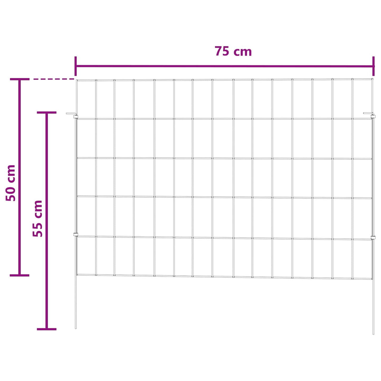Hagefence med spyd 48 stk. 75 x 50 cm Galvanisert stål Sølv