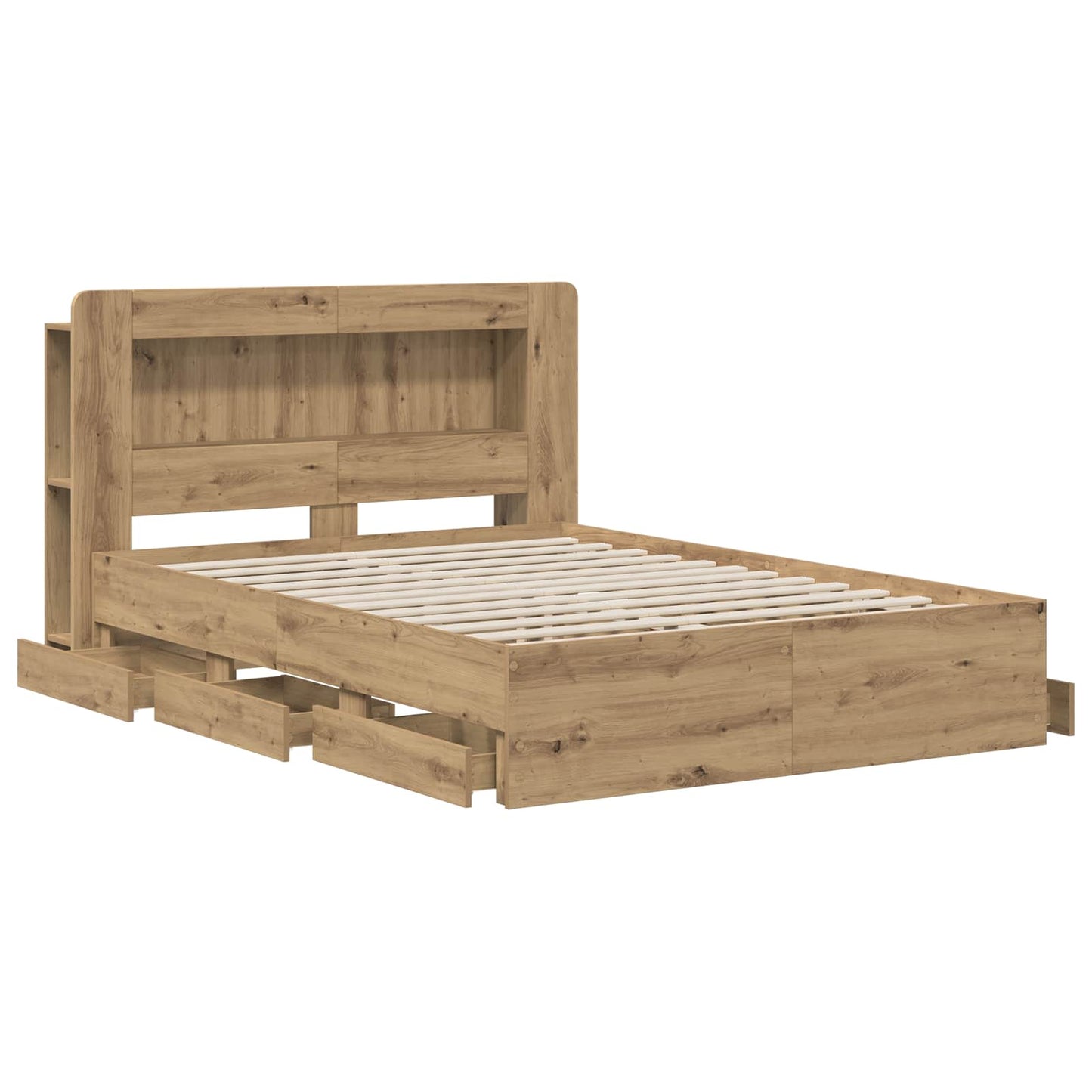 Sengramme med oppbevaring og hodegavl Artisan eik 140 x 190 cm