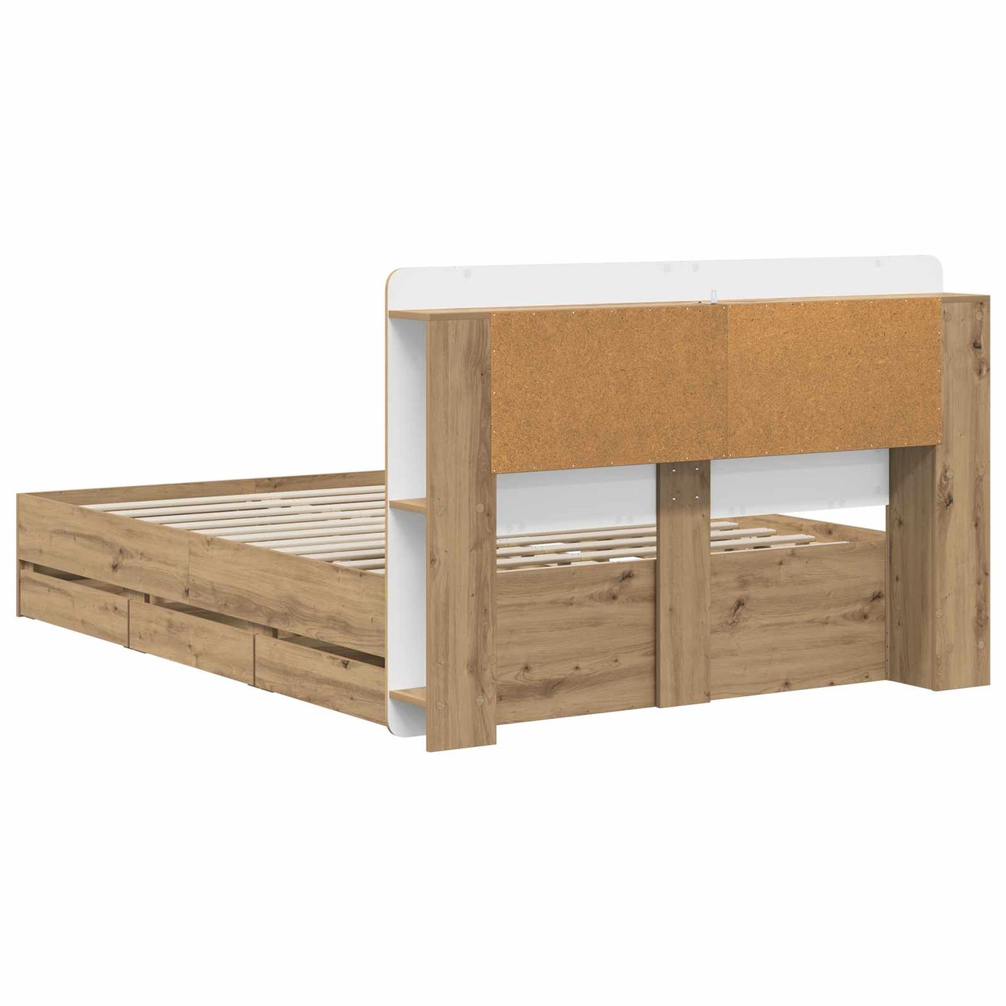 Sengramme med oppbevaring og hodegavl Artisan eik 140 x 190 cm