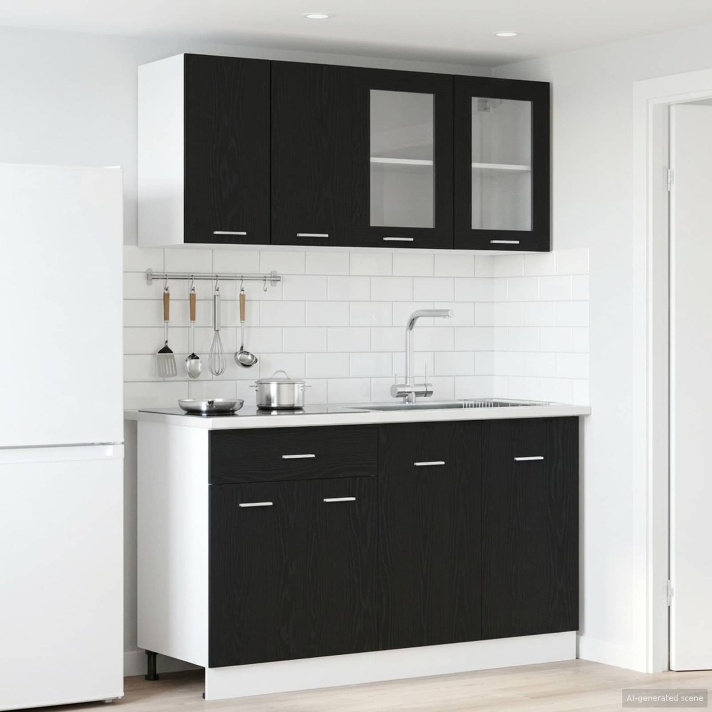Kjøkken enhet Lyon 4 pcs Svart eik Konstruert tre