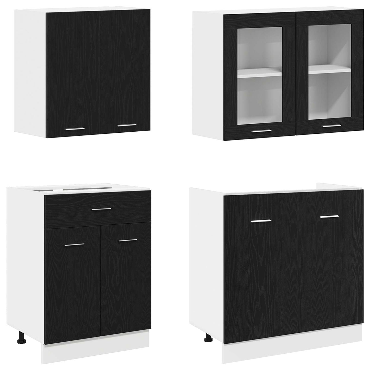 Kjøkken enhet Lyon 4 pcs Svart eik Konstruert tre