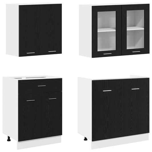 Kjøkken enhet Lyon 4 pcs Svart eik Konstruert tre