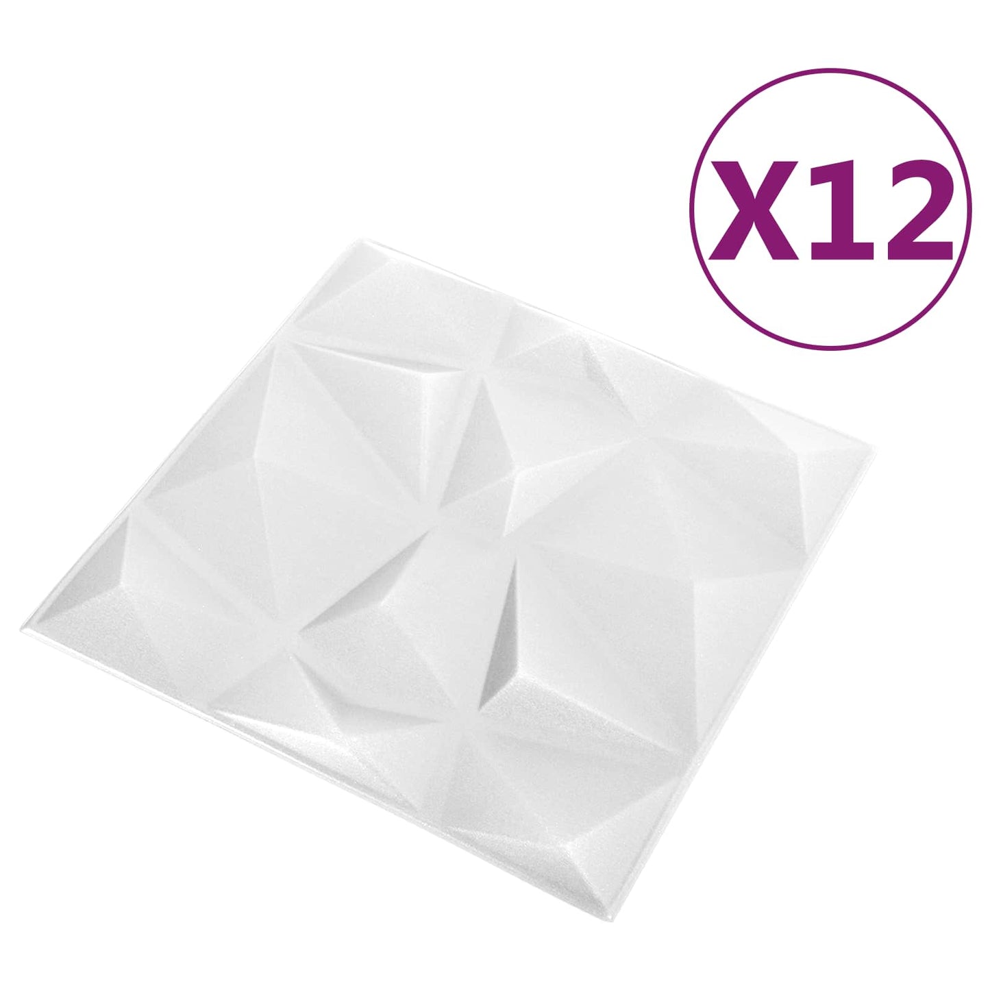 Veggpaneler 12 pcs Diamond Hvit 50 x 50 cm XPS Skum