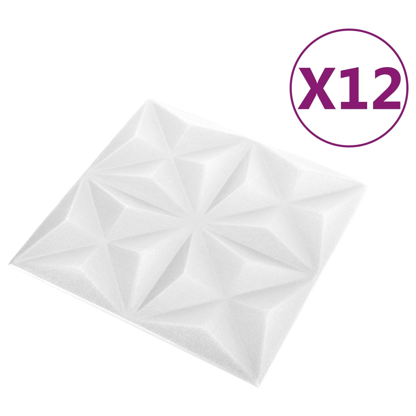 Veggpaneler 12 pcs Origami Hvit 50 x 50 cm XPS Skum