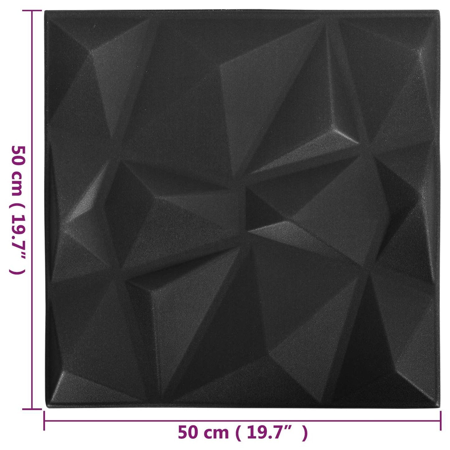 Veggpaneler 24 pcs Diamond Svart 50 x 50 cm XPS Skum
