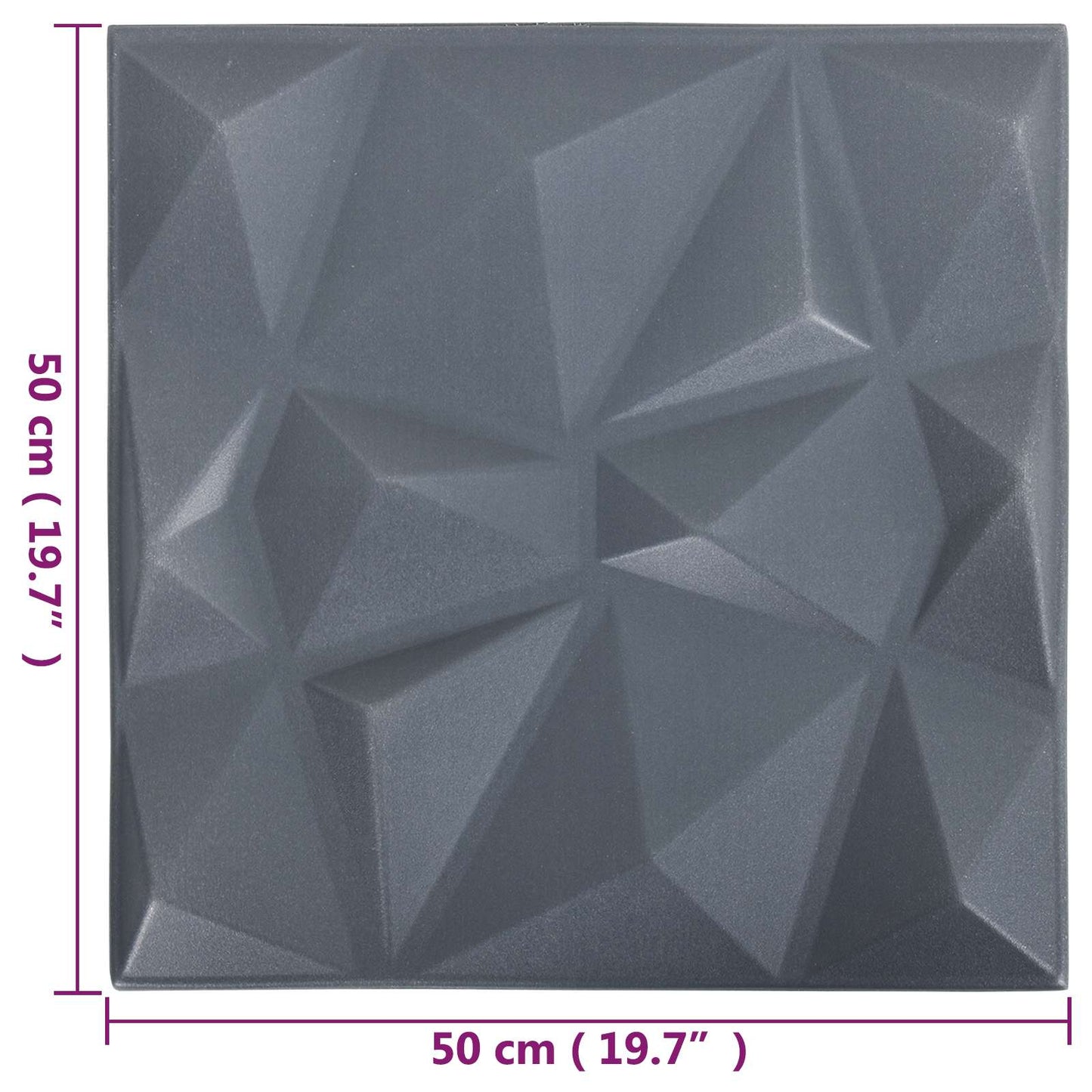 Veggpaneler 24 pcs Diamond Grå 50 x 50 cm XPS Skum