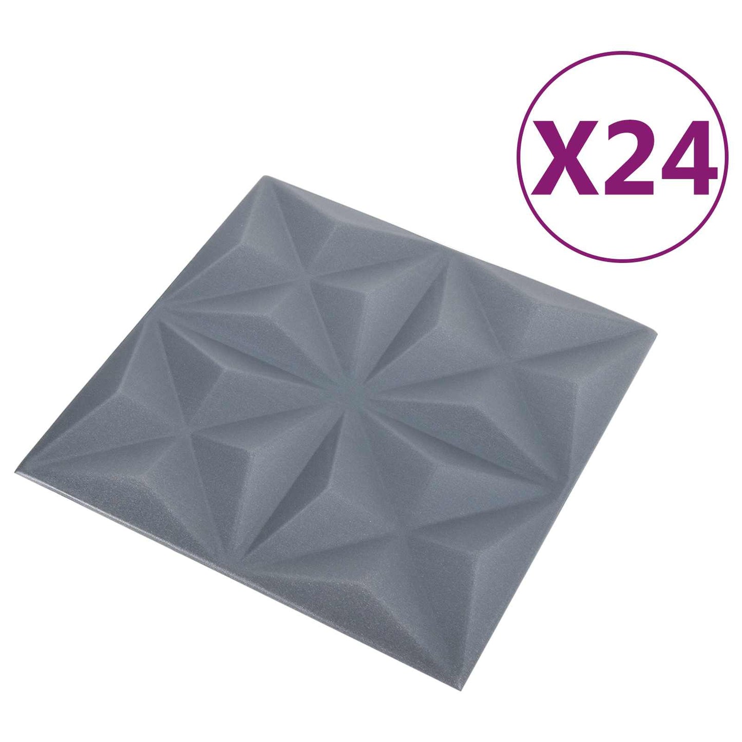 Veggpaneler 24 pcs Origami Grå 50 x 50 cm XPS Skum