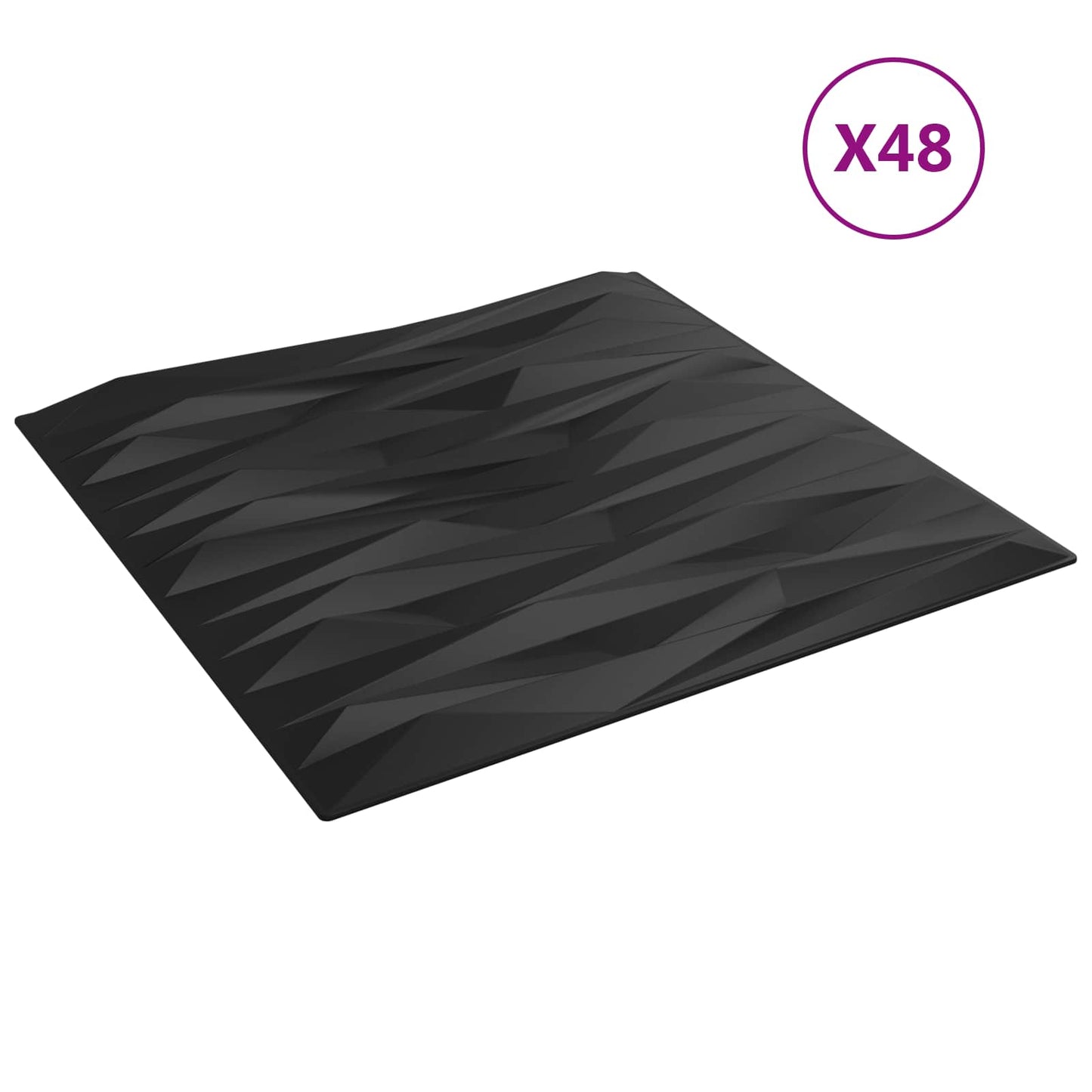 Veggpaneler 48 pcs Svart Stein 50 x 50 cm XPS Skum