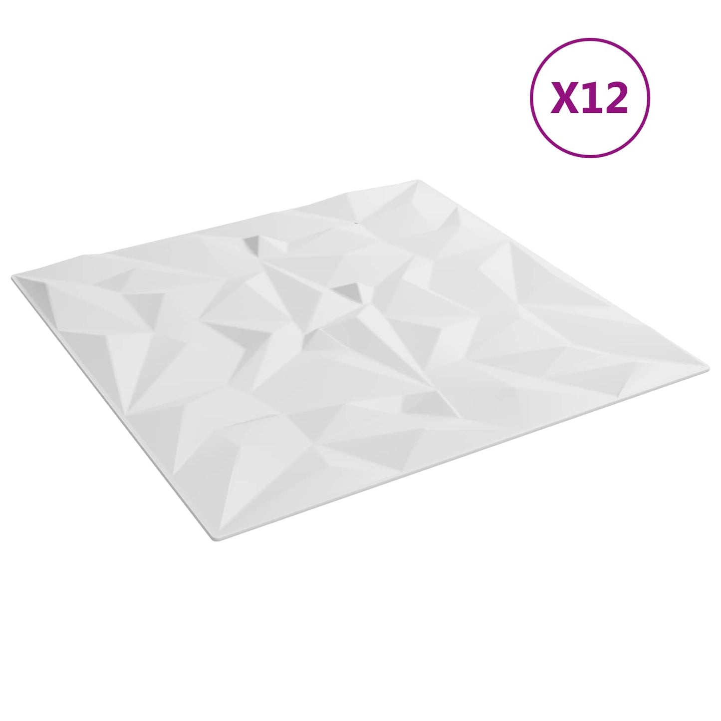 Veggpaneler 12 pcs Hvit 50 x 50 cm XPS Skum