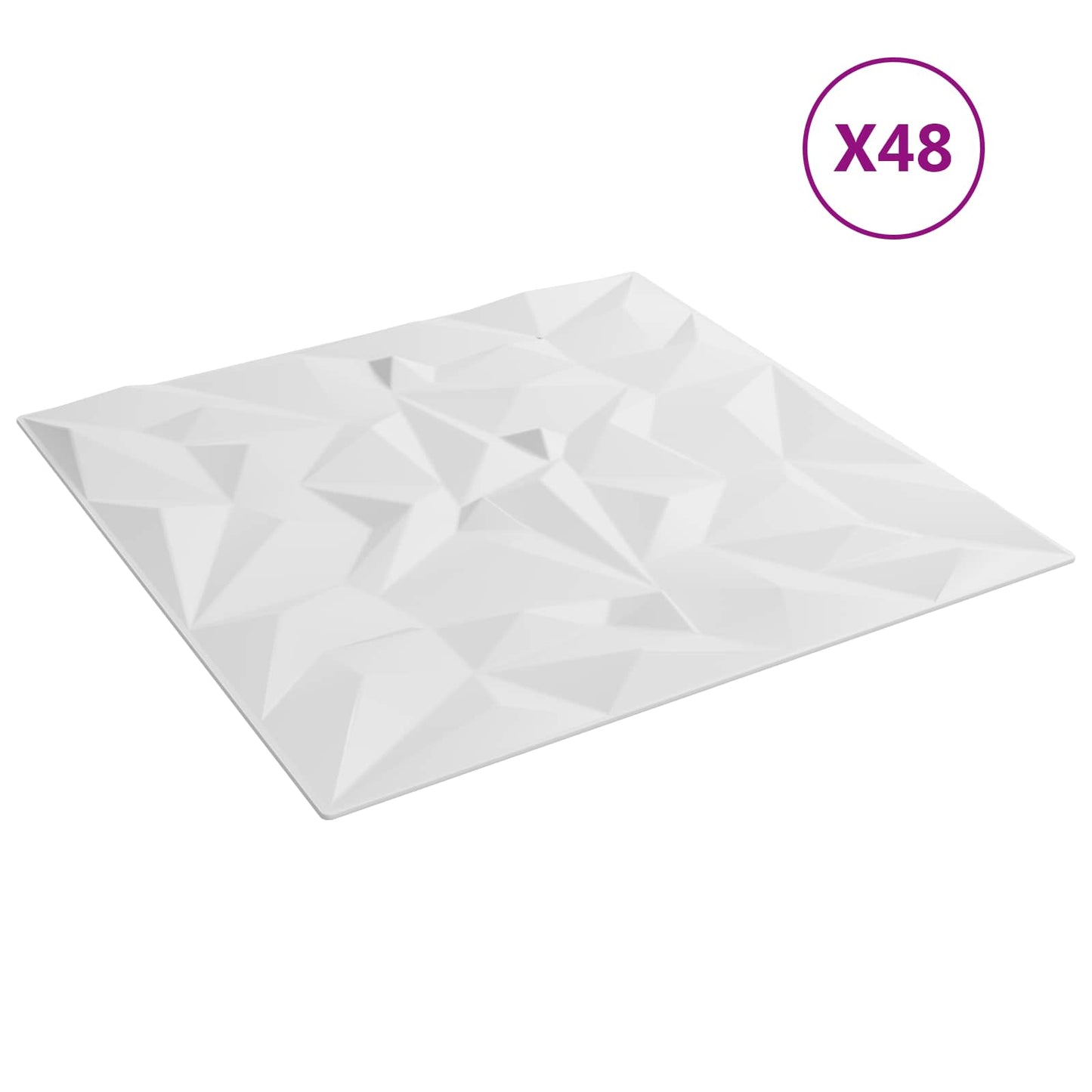 Veggpaneler 48 pcs Hvit 50 x 50 cm XPS Skum