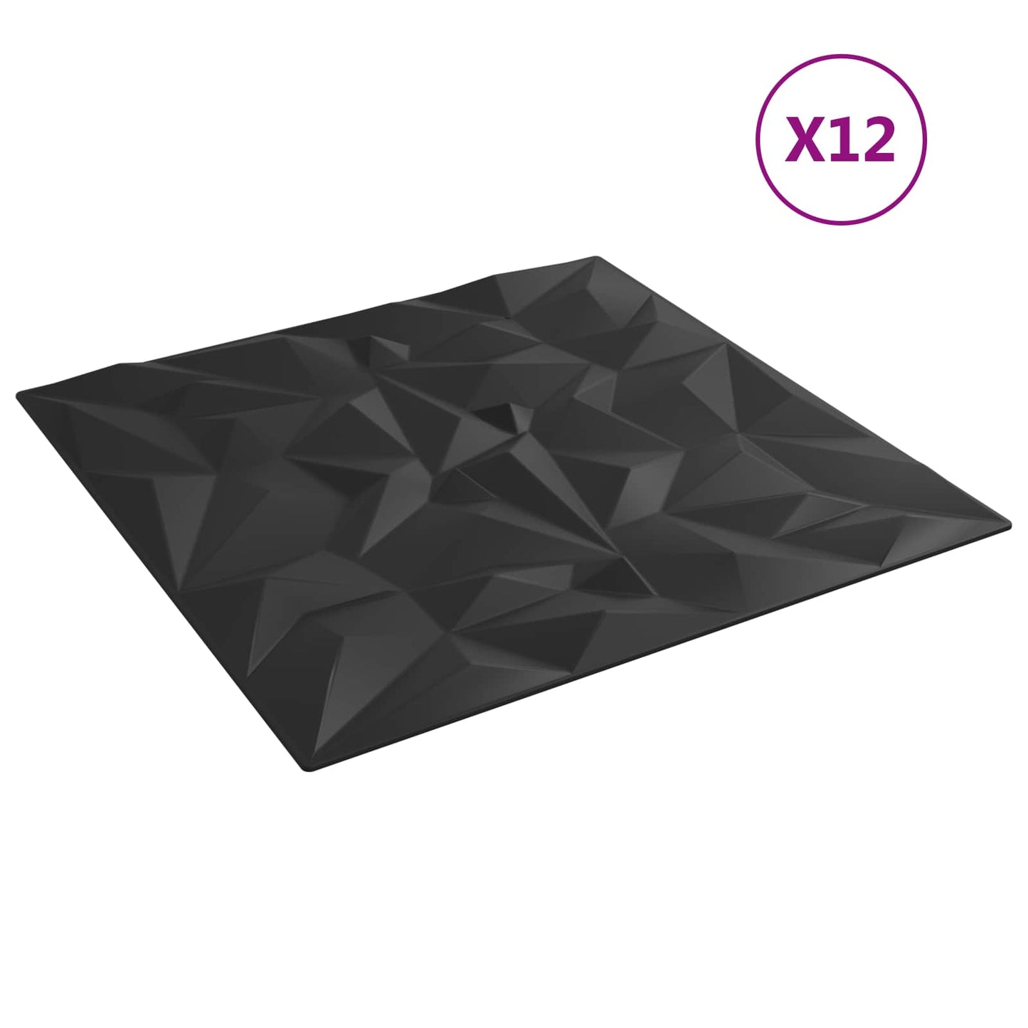 Veggpaneler 12 pcs Svart 50 x 50 cm XPS Skum