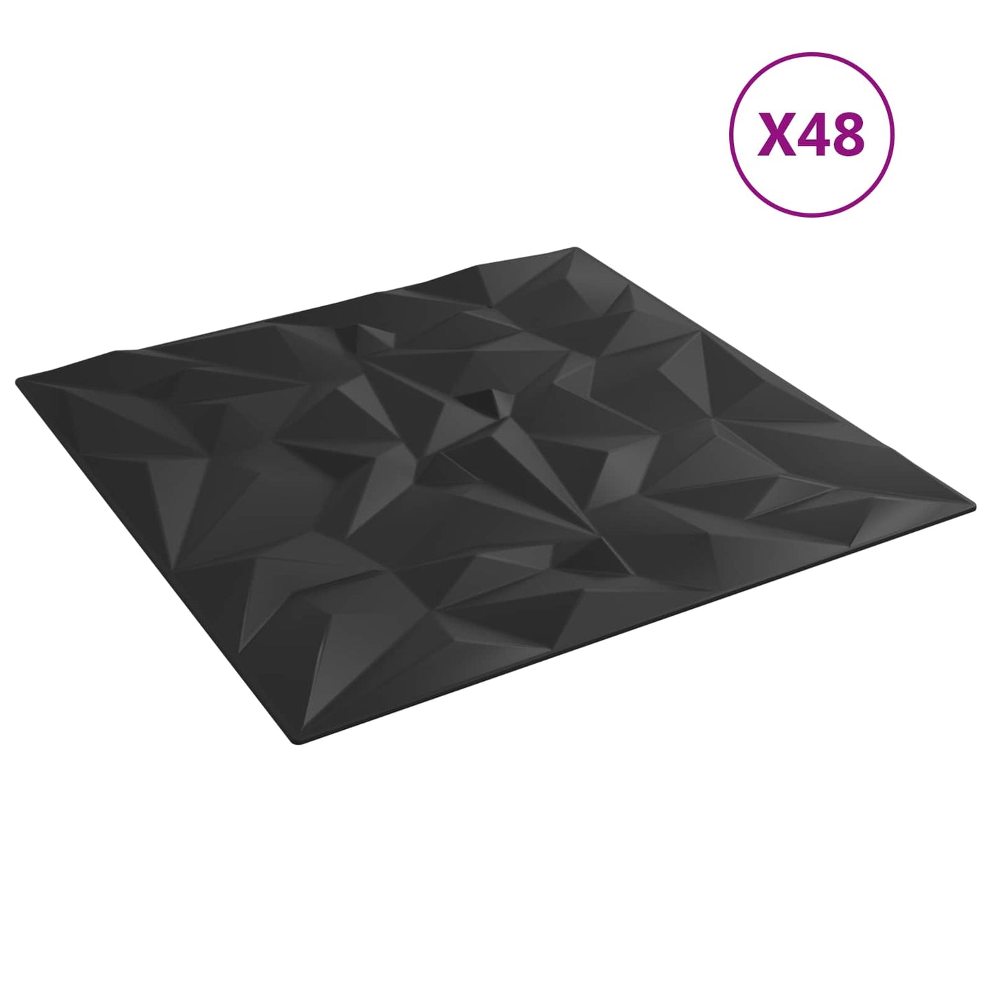 Veggpaneler 48 pcs Svart 50 x 50 cm XPS Skum