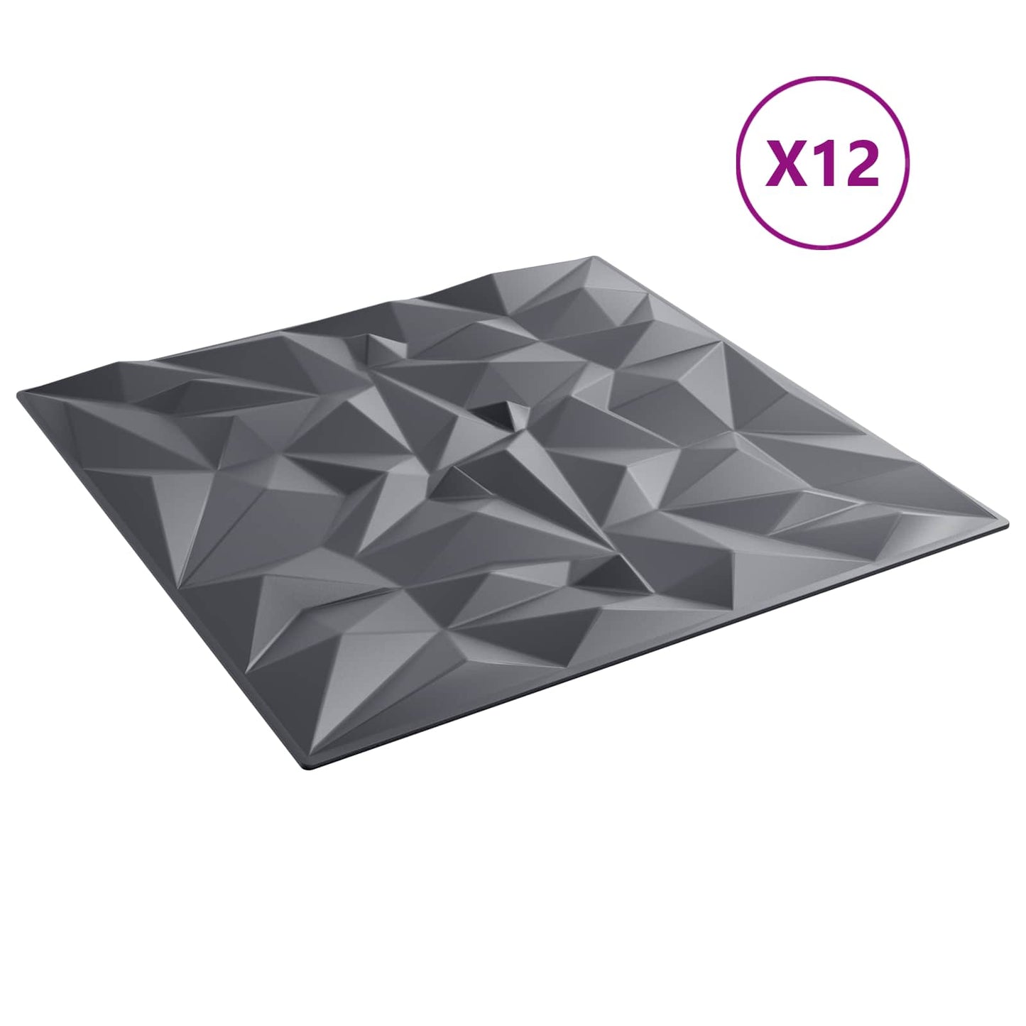 Veggpaneler 12 pcs Amethyst Grå 50 x 50 cm XPS Skum