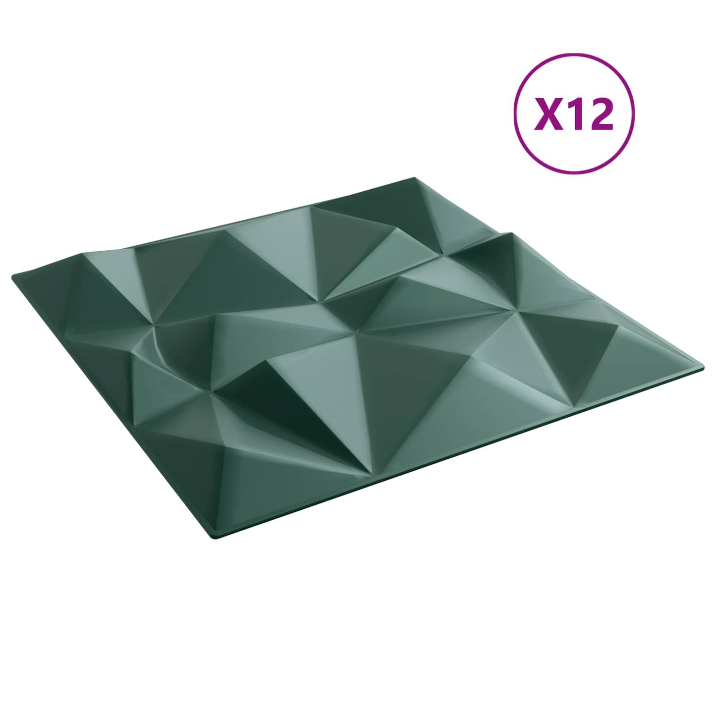 Veggpaneler 12 pcs Diamond Grønn 50 x 50 cm XPS Skum