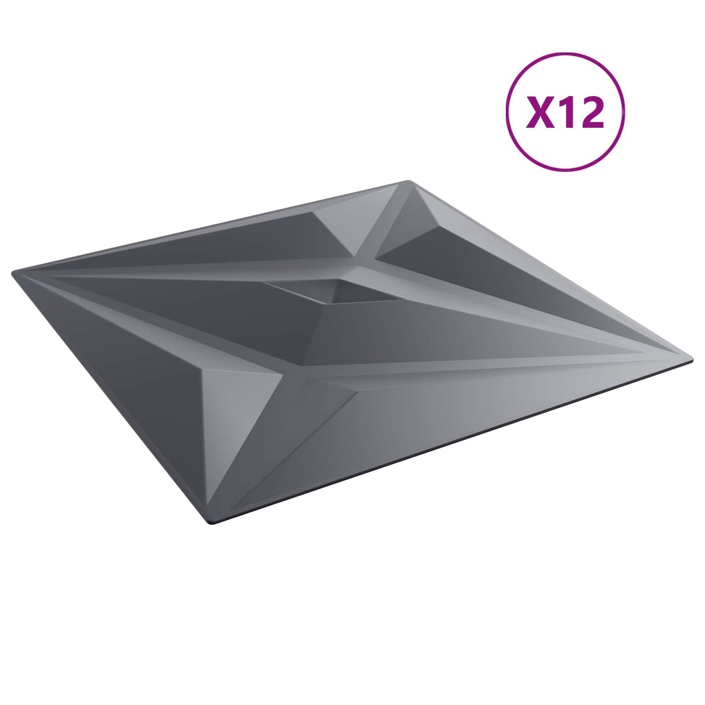 Veggpaneler Stjerne 12 pcs Star Grå 50 x 50 cm XPS Skum